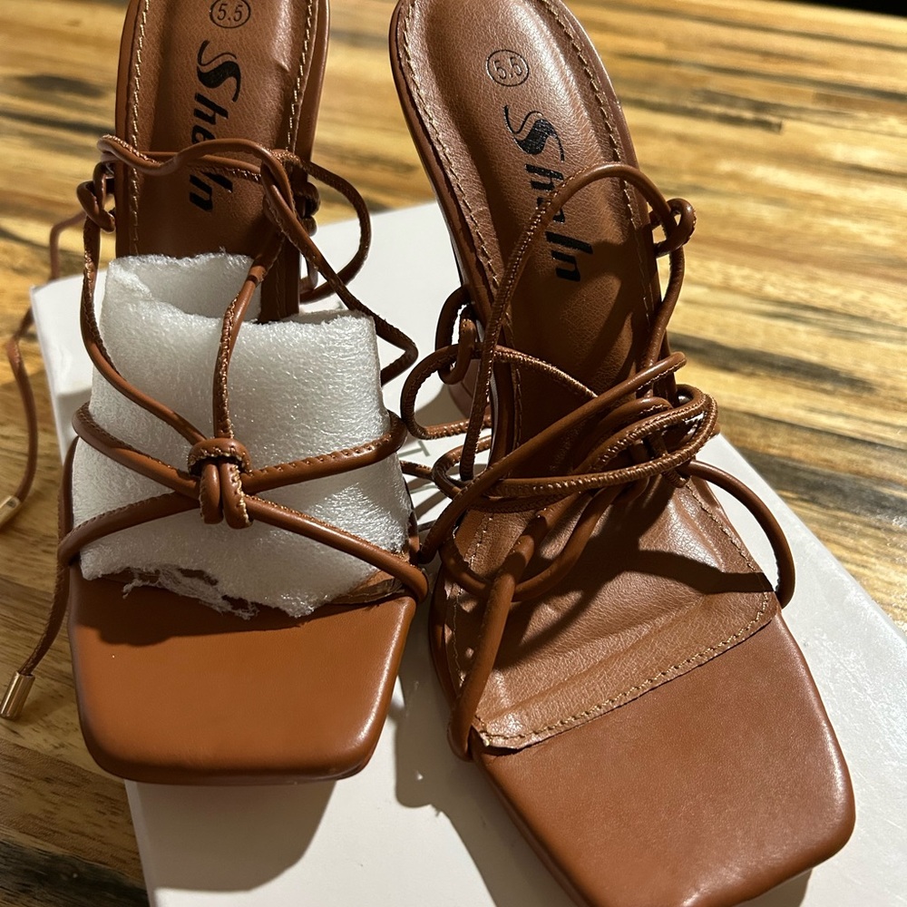 Shein Tan Strappy Women's Heels
